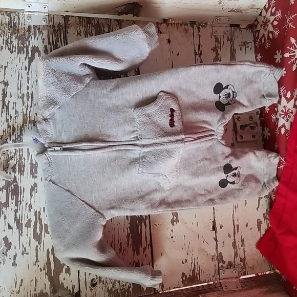 Disney Baby Mickey Mouse Grey Fleece Sleeper - Picture 1 of 5